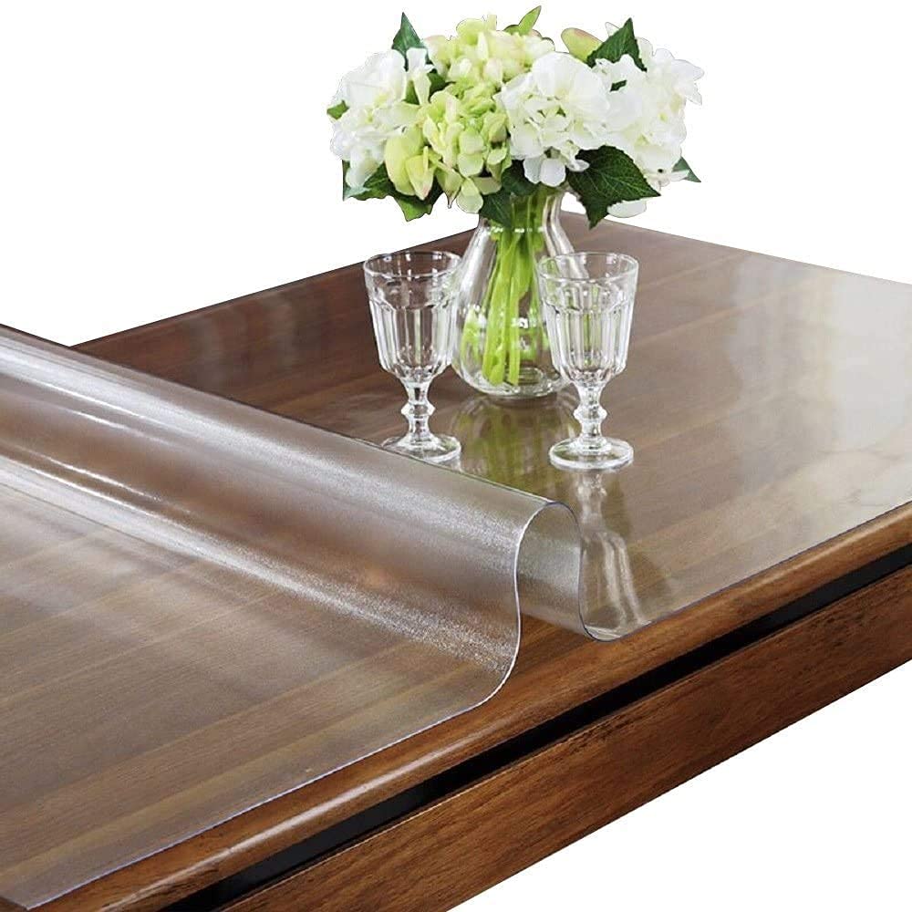 ETECHMART 36 x 60 Inches Frosted PVC Table Cover Protector - 1.5mm Thick Non-Slip Waterproof Vinyl Tablecloth for Marble & Glass Tables - Perfect for Dining, Office, and Party Use