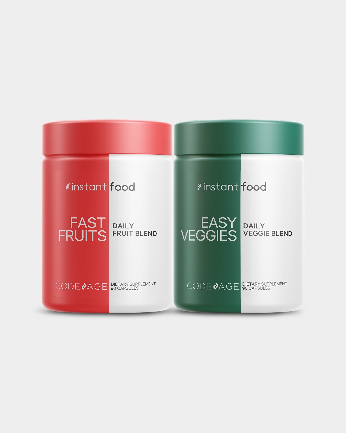 Codeage Instantfood Easy Veggies + Fast Fruits Bundle - Organic Superfood Powder for Smoothies, Juices & Baking | Quick Nutrition Boost for Busy Lifestyles | Vegan & Gluten-Free Supplement