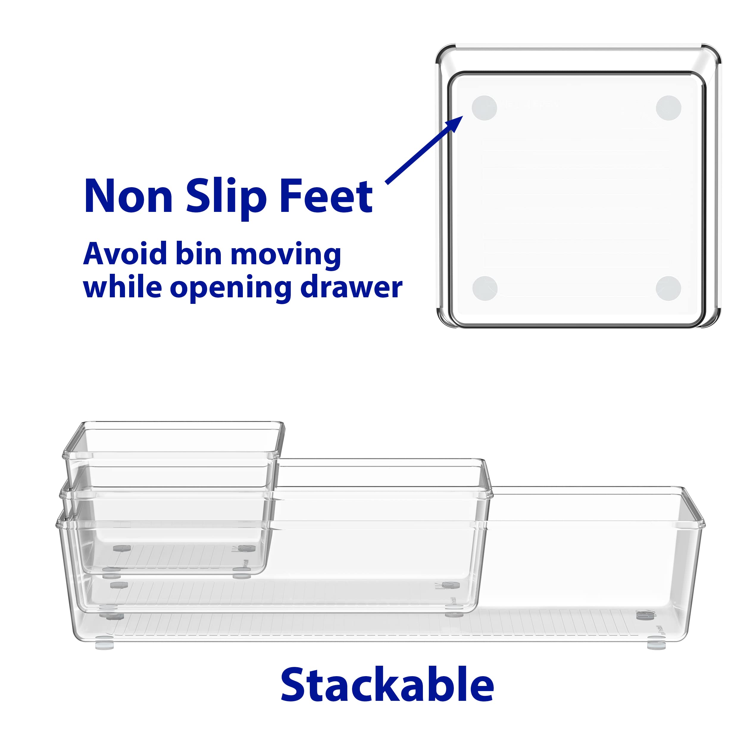 20-Piece Clear Plastic Drawer Organizer Set - 5 Sizes for Makeup, Bathroom, Bedroom & Office Storage - Perfect for Jewelry, Cosmetics, Utensils & Stationery Organization