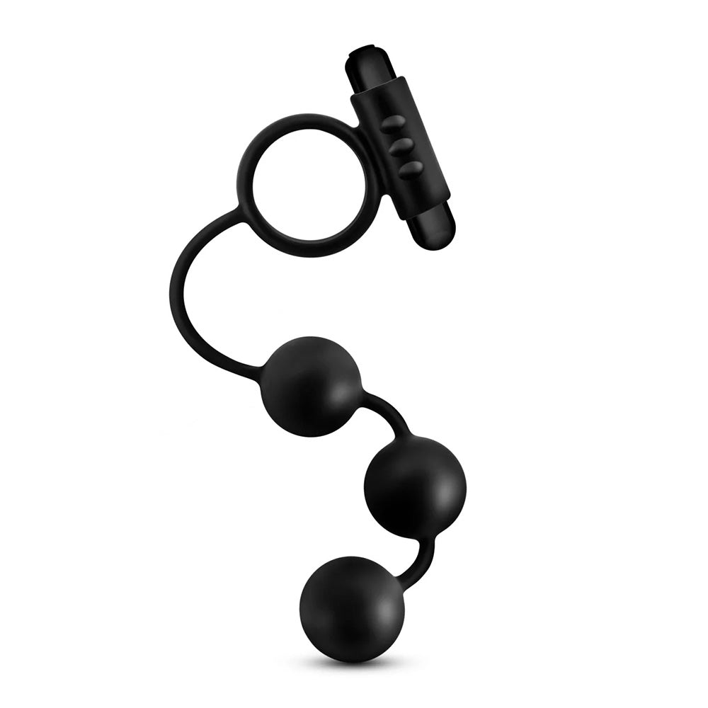 Premium Platinum Silicone Anal Beads with Vibrating Cock Ring Set - Sensual Couples Adult Toy for Enhanced Pleasure & Intimacy | Perfect for Spicing Up Date Nights & Exploring New Sensations
