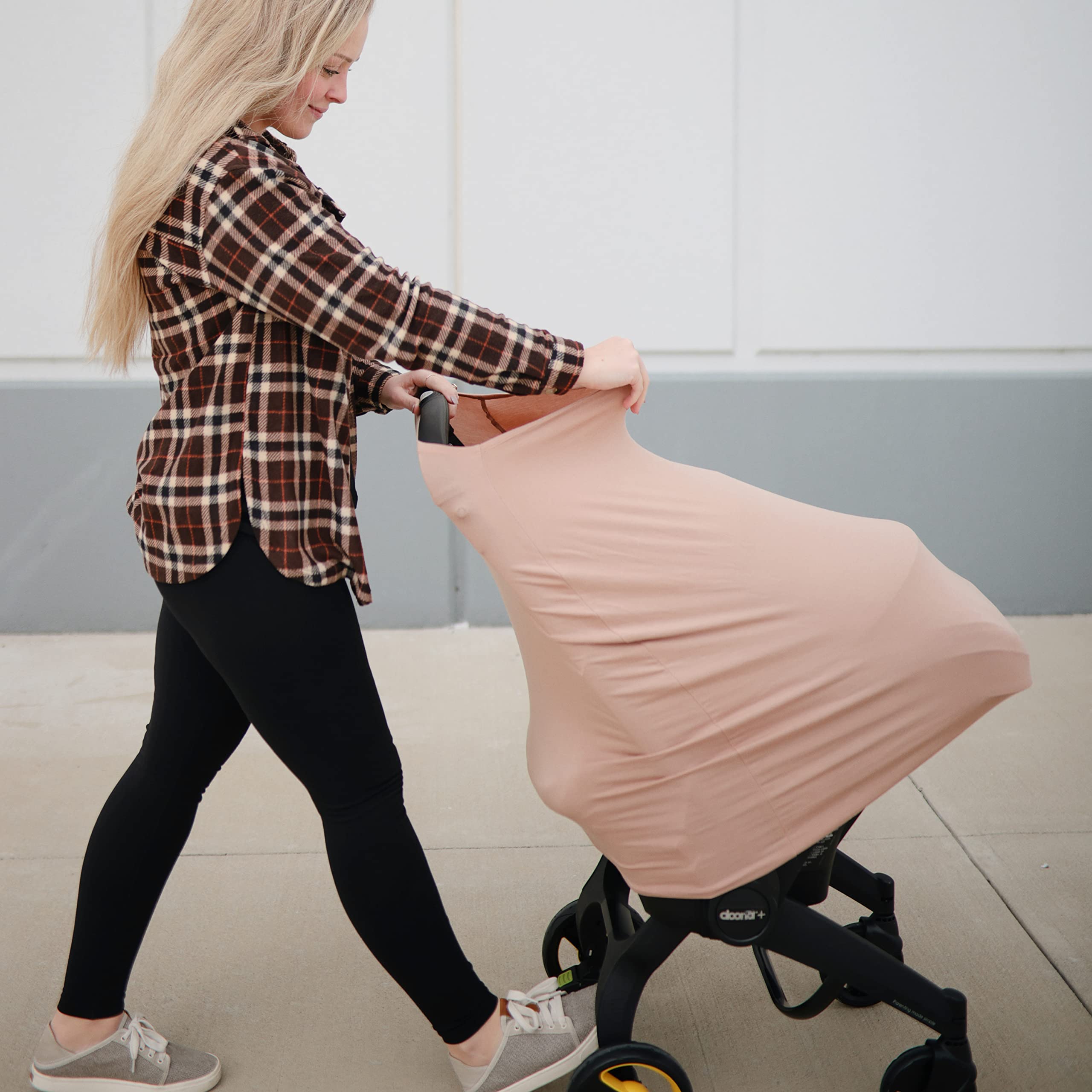 Mushie Baby Car Seat Canopy Cover - Breathable & Stretchy Multi-Use Nursing Cover for Breastfeeding, High Chair, Shopping Cart, Stroller - Natural Cotton Fabric - Perfect for On-the-Go Moms & Outdoor Activities