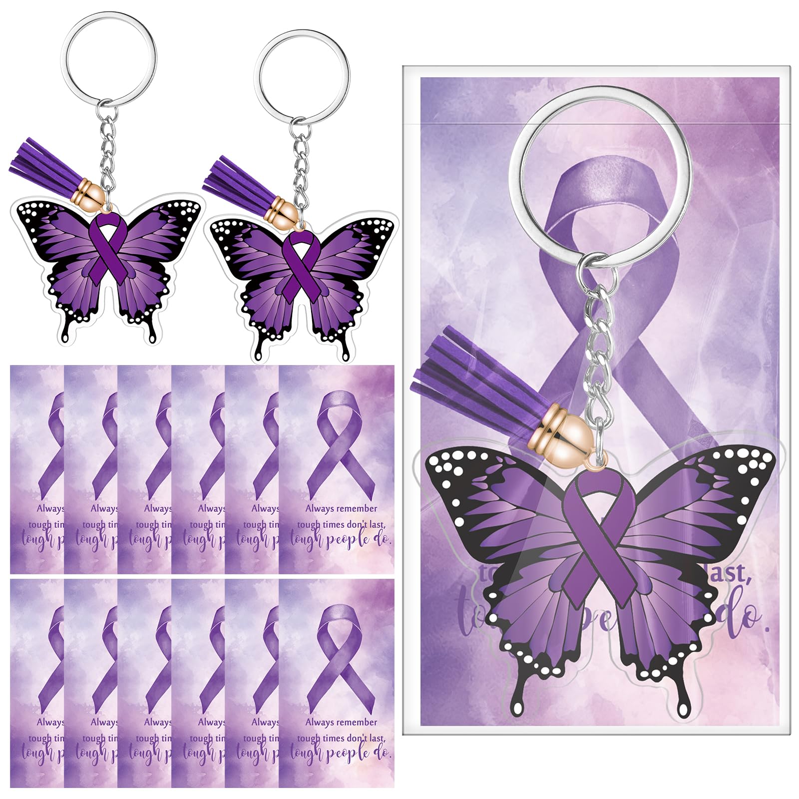 Butterfly Cancer Awareness Keychain - Inspirational Ribbon Keyring with Card - Thoughtful Gift for Women Survivors & Supporters - Perfect for Fundraisers, Awareness Events & Daily Encouragement