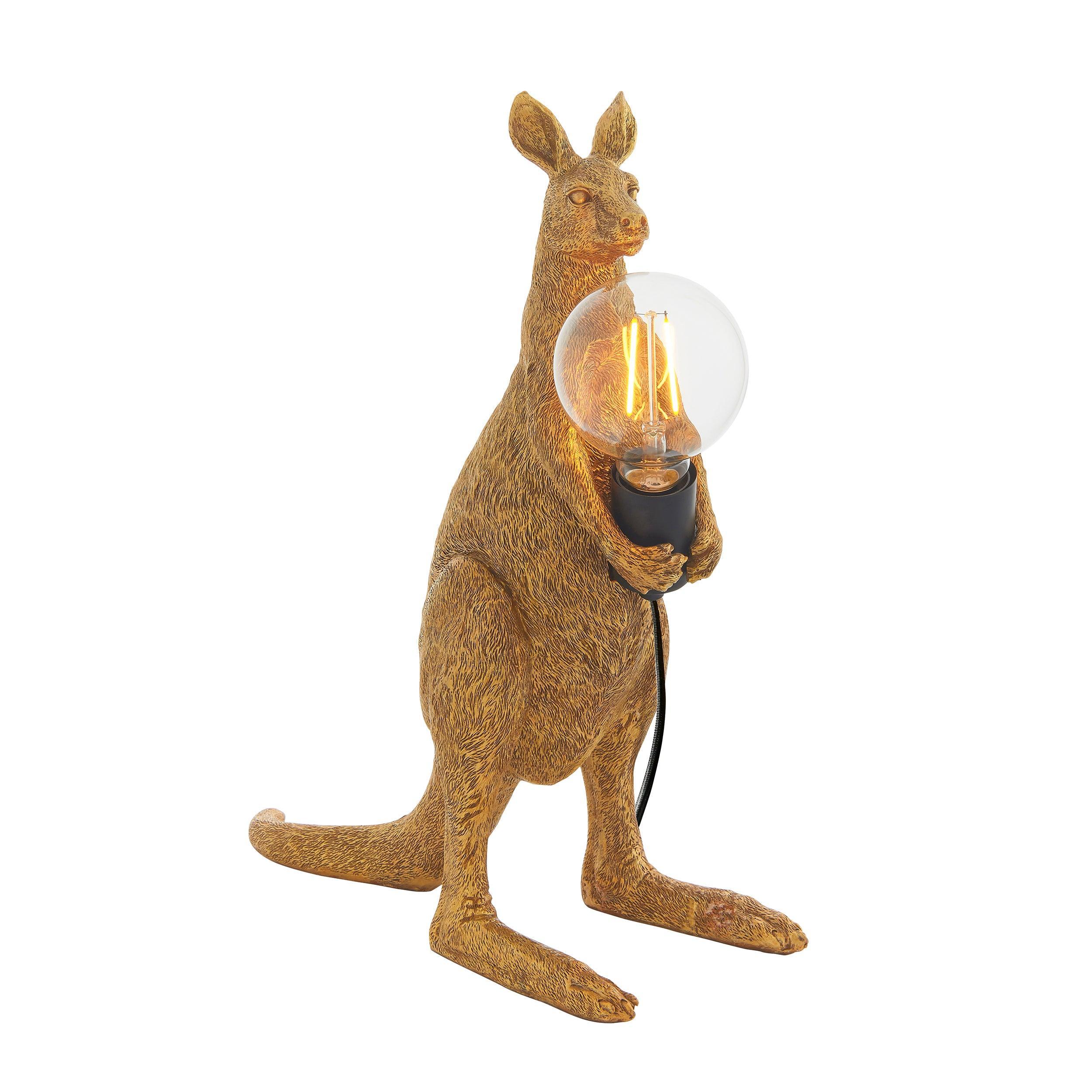 Stylish Kanga Gold Kangaroo Table Lamp - Modern Home Decor for Living Room, Bedroom & Office - Perfect for Ambient Lighting & Gift Giving
