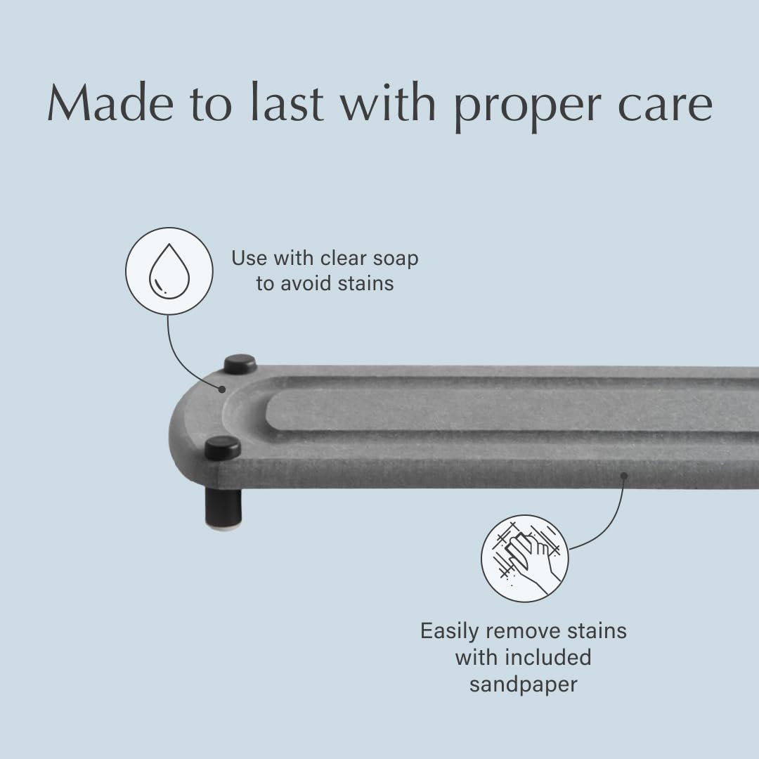 Dorai Home Sink Caddy – Water-Absorbing Natural Stone Tray for Kitchen Sink Organizer with Stainless Steel Feet | Fast-Drying Slate Soap Dish | Perfect for Bathroom, Kitchen & RV Sink Organization