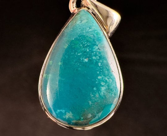 CHRYSOCOLLA Crystal Pendant Necklace - Genuine Gem Silica & Blue Chalcedony in Sterling Silver Teardrop - Healing Stone Jewelry for Women - Perfect for Meditation, Energy Healing & Spiritual Gifts