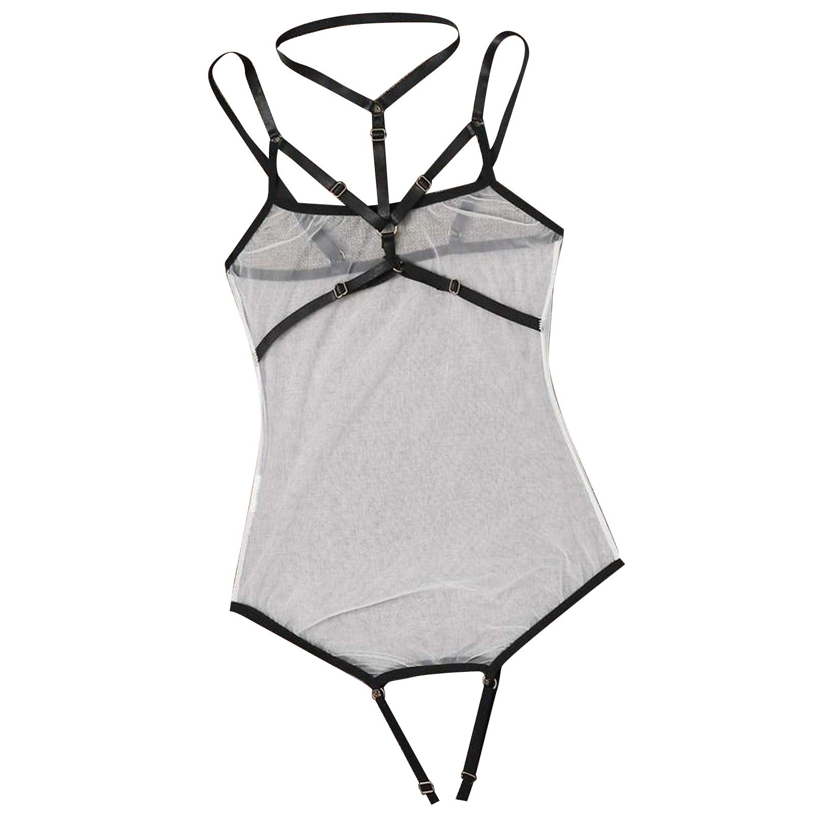 Vehpro Sexy One-Piece Halter Lingerie for Women - Underwire Support Sling Underwear (White, Large) | Perfect for Valentine's Day, Bridal Shower & Romantic Nights