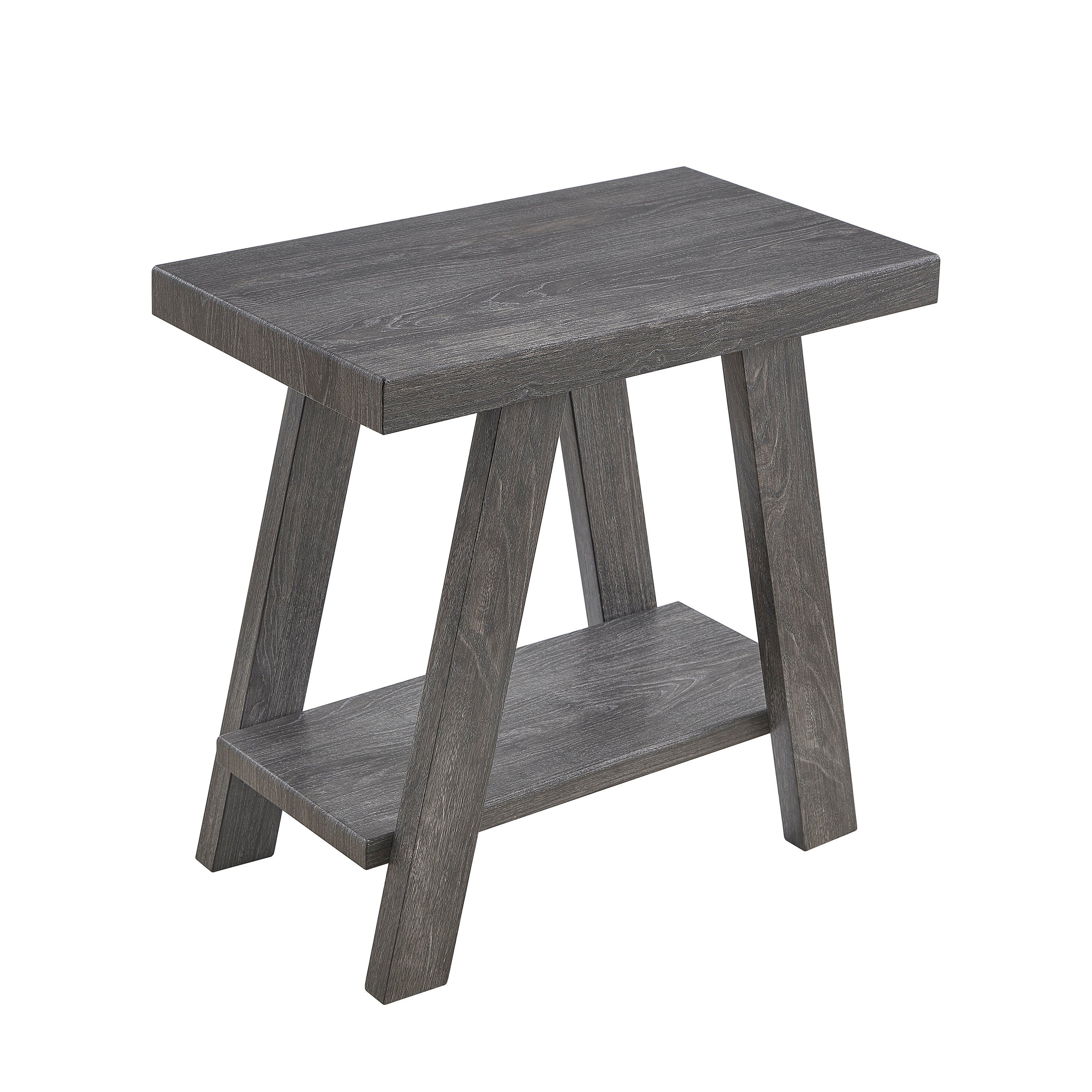 Roundhill Furniture Athens Contemporary Wood Shelf Side Table in Gray Finish - Modern End Table for Living Room, Bedroom & Office Decor