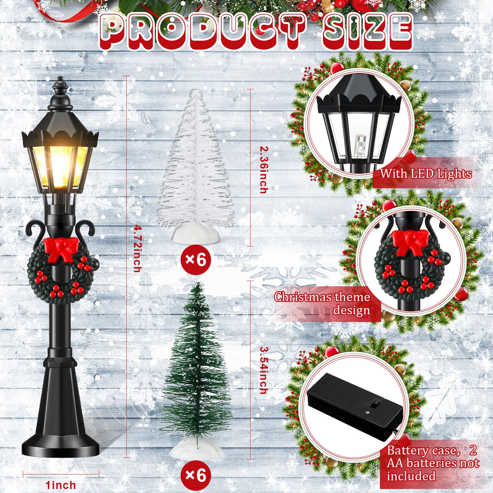 Shappy 24-Piece Mini Christmas Village Lamp Post Set - Dollhouse Streetlight Accessories for DIY Holiday Displays | Perfect for Christmas Village Scenes, Winter Wonderlands & Tabletop Decor