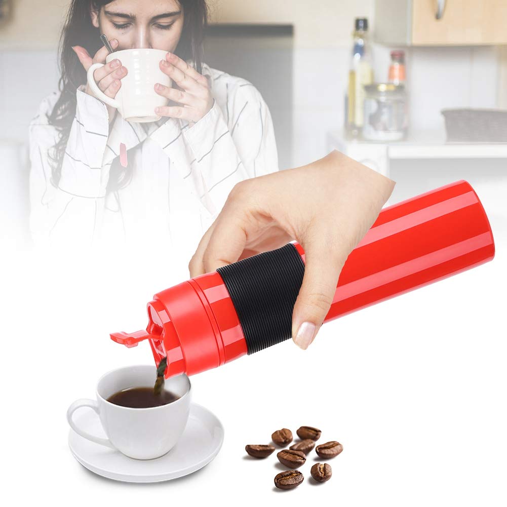Zerodis 350ml Portable French Press Coffee & Tea Maker - Insulated Travel Mug for Commuting, Camping, Hiking, Office & Outdoor Use (Red) | Leak-Proof & Durable Stainless Steel Design