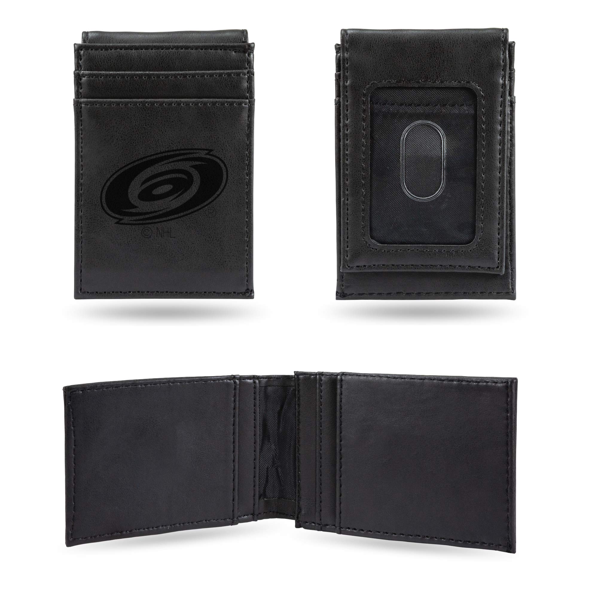 NHL Hockey Laser Engraved Front Pocket Wallet - Slim & Comfortable Bifold Wallet for Men - Perfect for Hockey Fans, Sports Enthusiasts & Everyday Carry (NHL Team Logo)