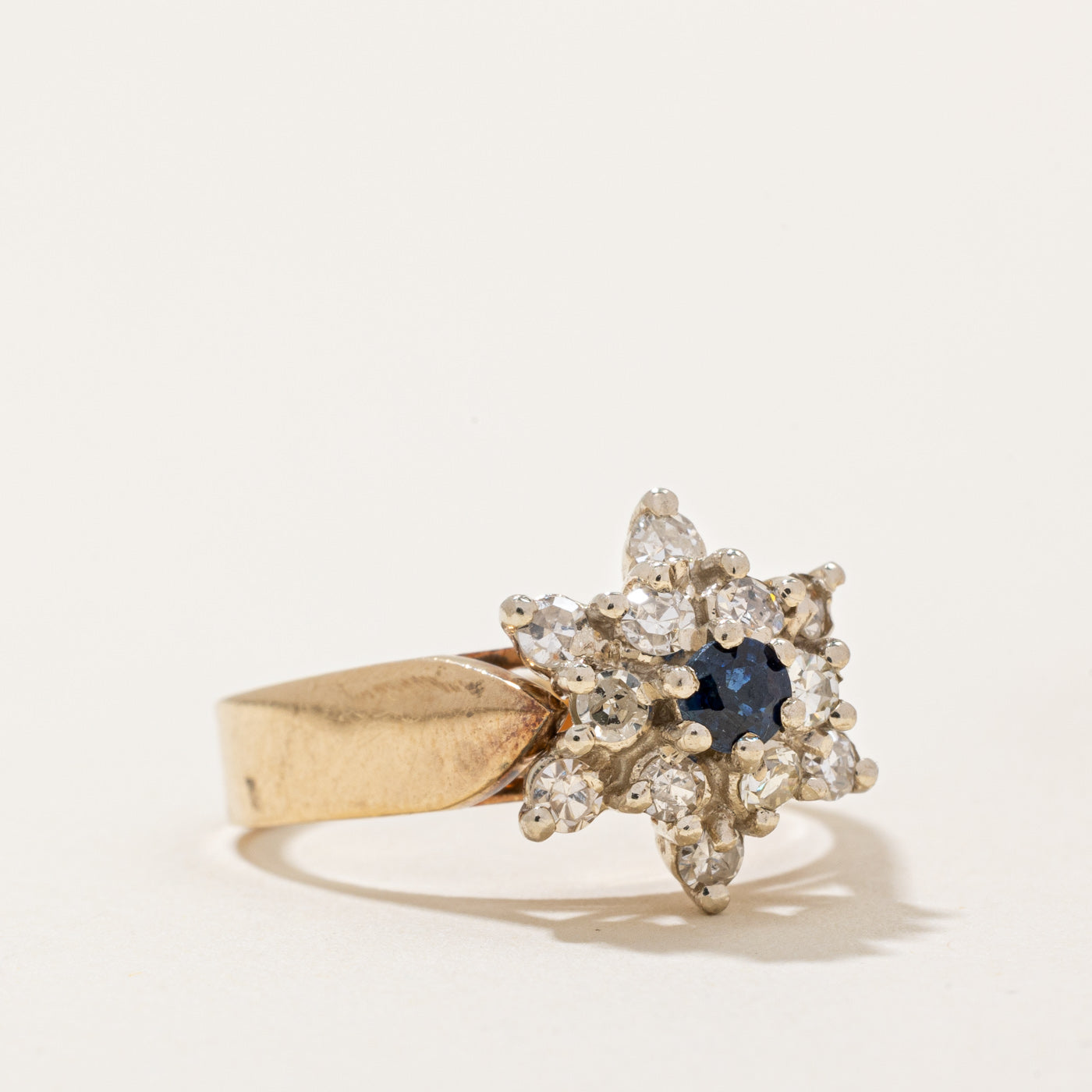 Exquisite Diamond Halo & Sapphire Cocktail Ring | 0.38ctw (0.16ct Center Stone) | Size 6.25 | Elegant Jewelry for Evening Parties, Weddings & Special Occasions
