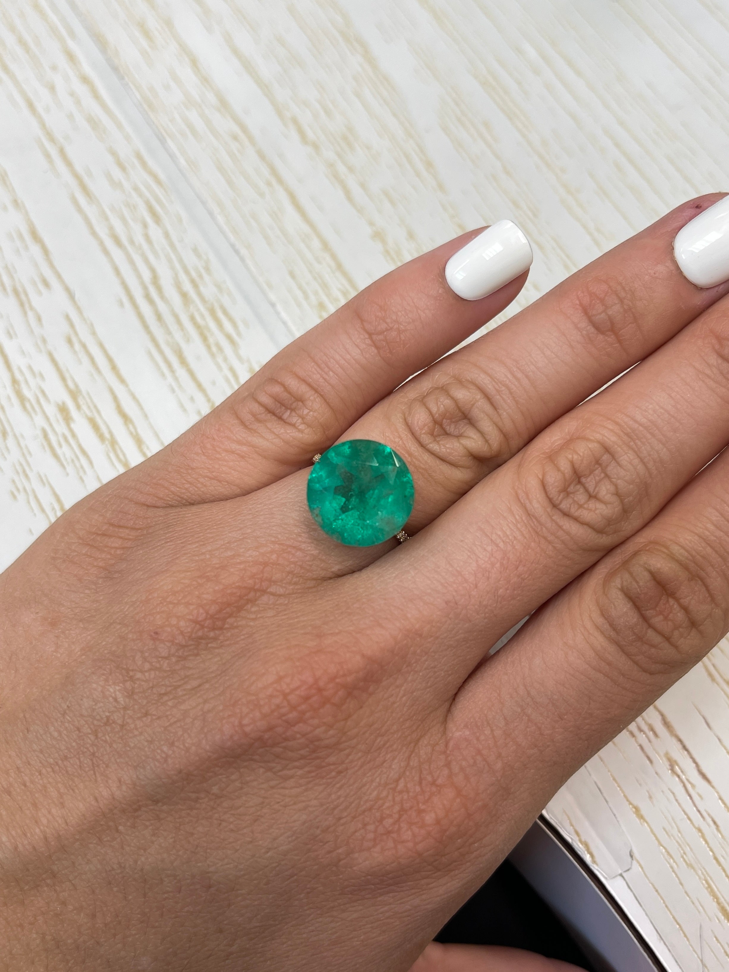 8.80 Carat 14.5x14.5mm Deep Green Natural Round Loose Colombian Emerald - Perfect for Jewelry Making, Engagement Rings & Luxury Gifts