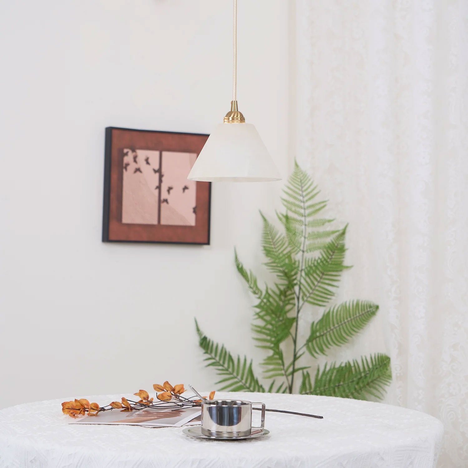 Vintage Style Conical Brass Pendant Light - Elegant Hanging Ceiling Lamp for Dining Room, Kitchen Island, or Bedroom Lighting