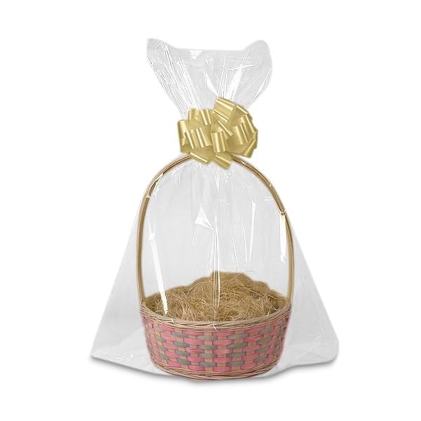 Premium 24x30 Inch Gift Basket Wrapping Bags - 100 Pack Large Plastic Bags with Rounded Bottom for Easter Gifts, Party Favors & Holiday Packaging - Perfect for Gift Baskets, Corporate Events & Retail Displays