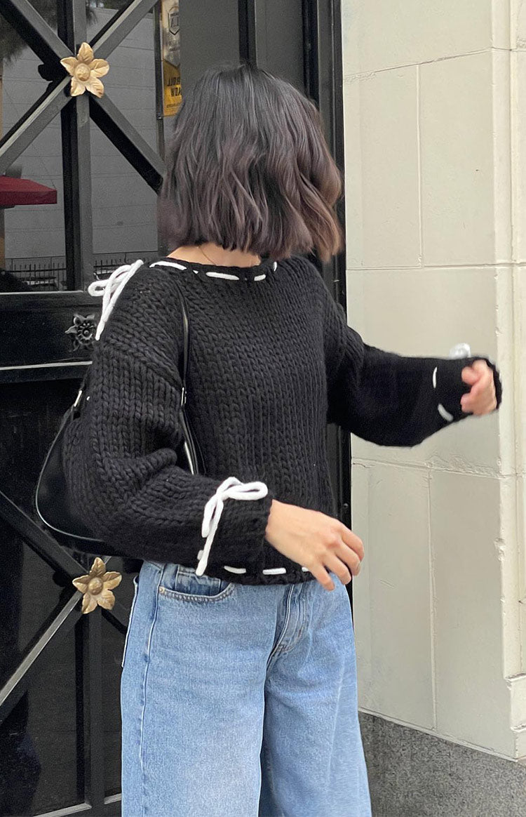 Bea Black Sweater for Women - Soft & Cozy Knit Pullover - Winter Warm Casual Tops - Perfect for Office, Dating & Weekend Outfits