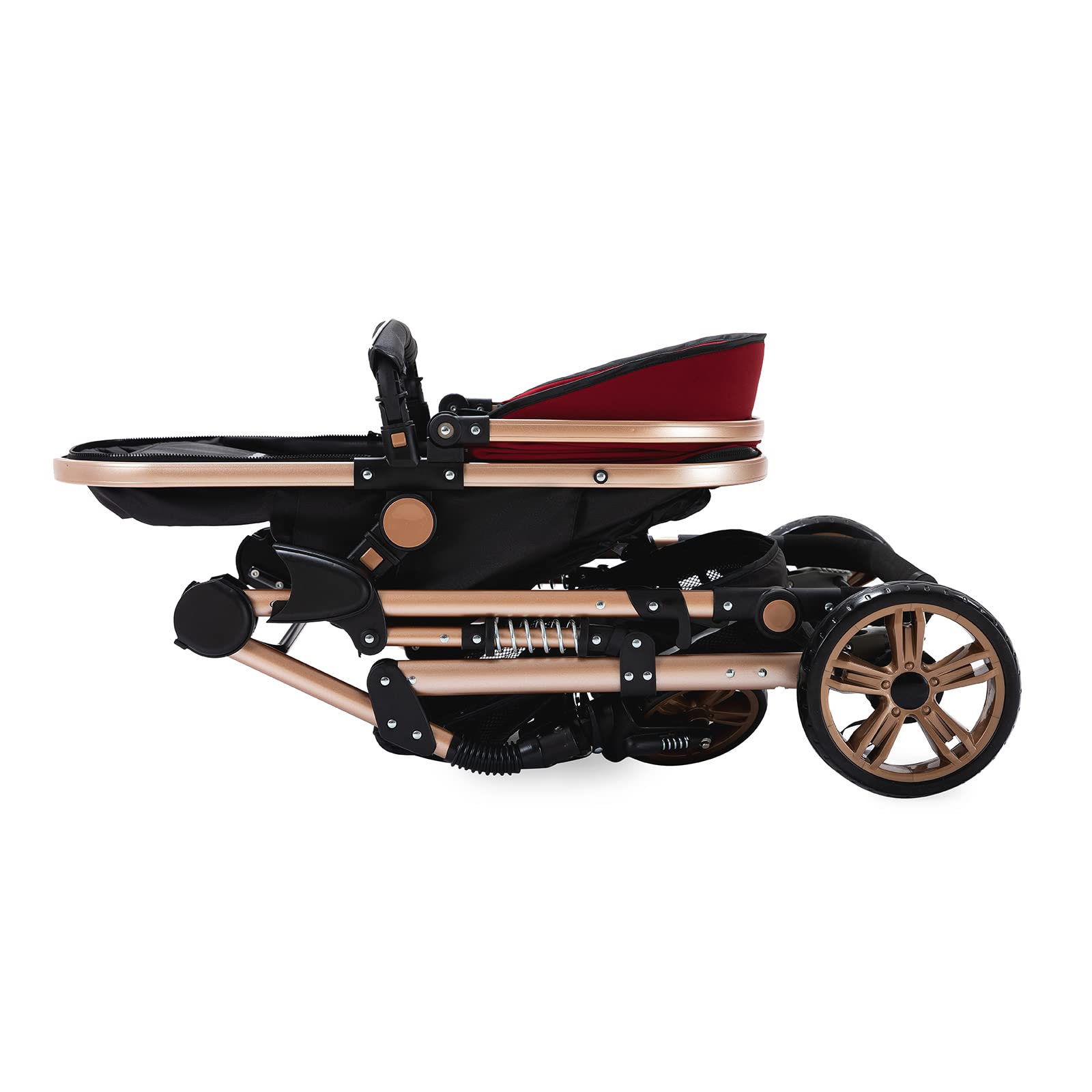 2 in 1 Convertible Baby Stroller with Bassinet - Reversible Infant Pushchair & Toddler Pram | Portable, Foldable & Lightweight for Newborns | Perfect for Travel, Shopping & Outdoor Walks (739 Red)