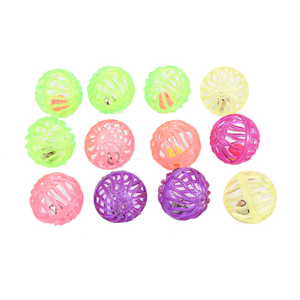 Balacoo Interactive Pet Toy Ball with Bell - Plastic Lattice Jingle Balls for Dogs & Cats - Chase, Pounce, Rattle Play Toy (Random Color) - Perfect for Indoor Playtime & Exercise