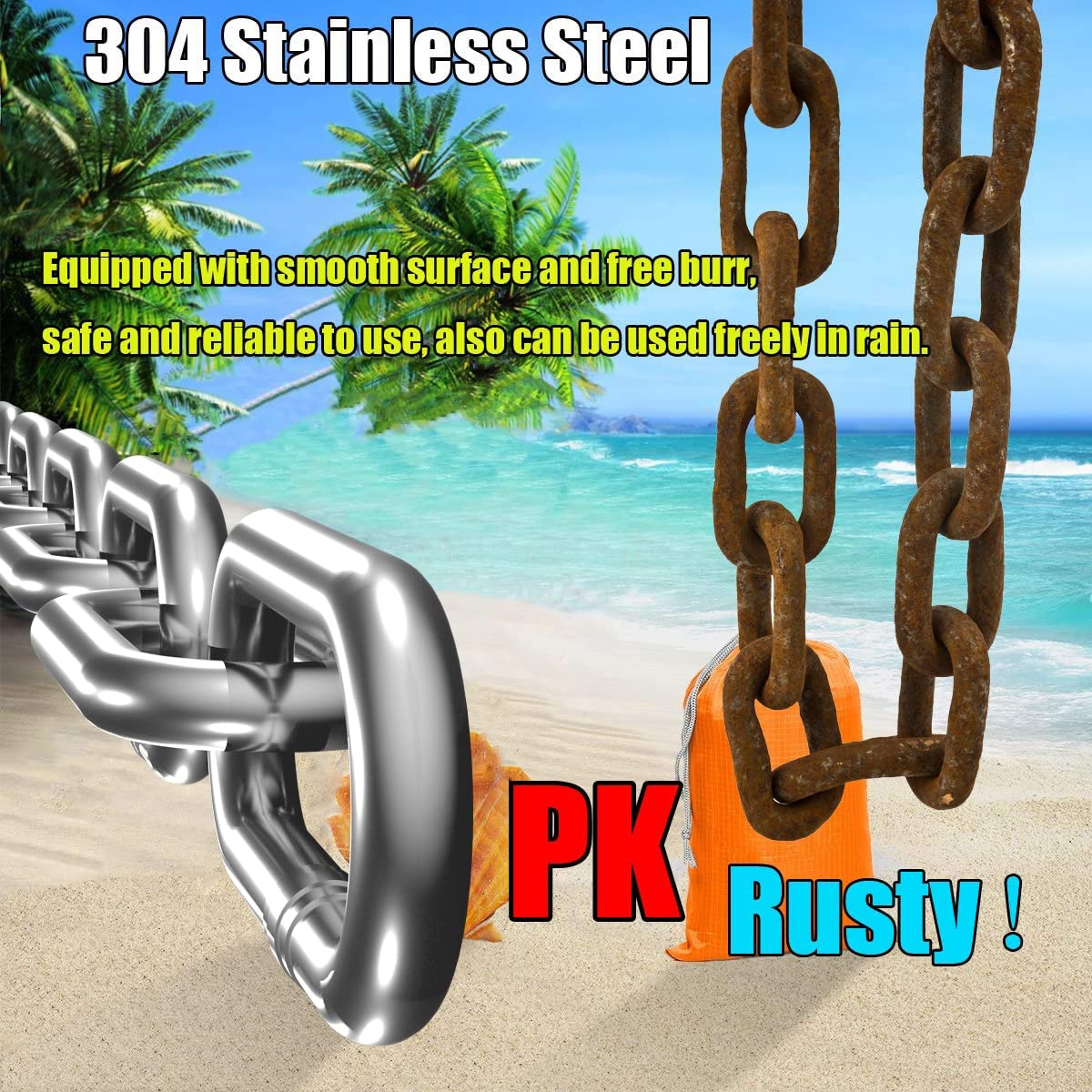 Lsqurel 13ft Stainless Steel Chain - 1/8in Light Duty Metal Link Chain for Hanging, Camping & Outdoor Use | Durable Utility Jack Chain for Home, Garden & DIY Projects (1/8in-13ft)
