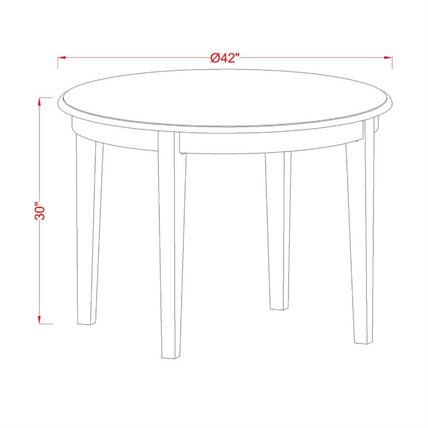 East West Furniture BOCL3-LWH-W 3-Piece Round Dining Table Set with 2 Wooden Chairs, 42x42 Inch, Linen White - Perfect for Small Spaces, Breakfast Nooks & Cozy Kitchen Dining Areas