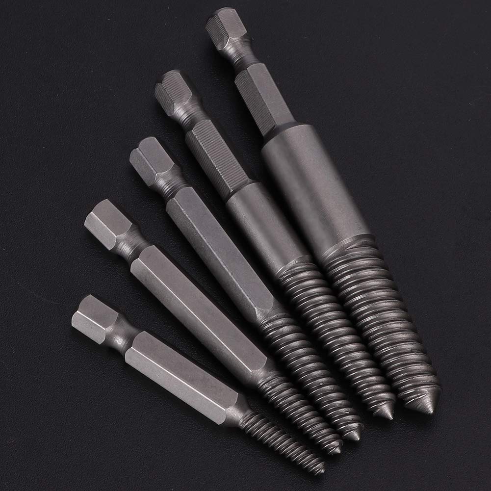 EVTSCAN 5-Piece Broken Screw Extractor Set - Hex Shank Fine Teeth Damaged Bolt Remover Tool Kit for Easy Out | DIY Home Repair, Automotive Maintenance & Metalworking Projects