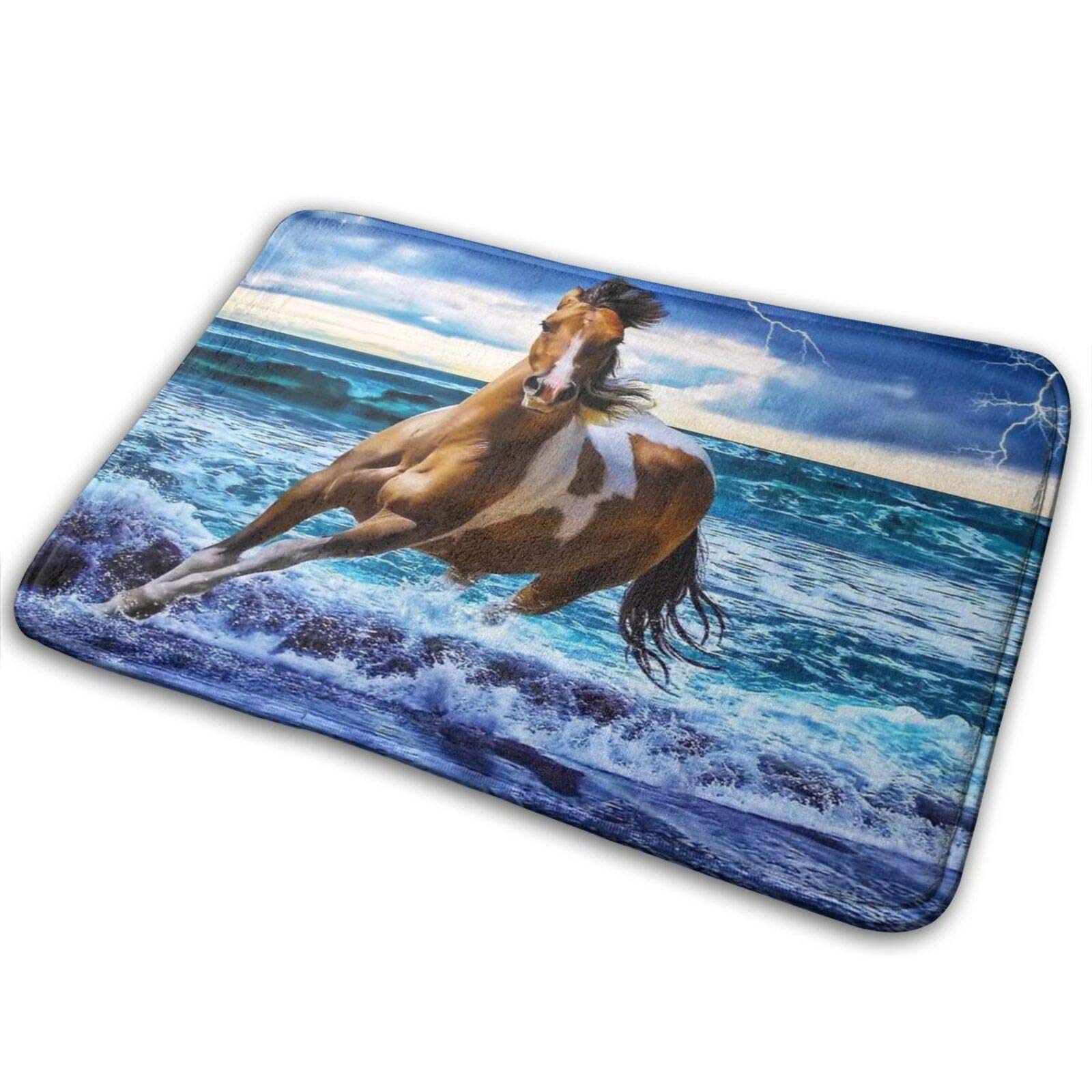 Premium Blue Horse Memory Foam Bath Mat - Ultra Soft Non-Slip Bathroom Rug, Super Absorbent Shower Mat for Bathroom & Living Room (15.7