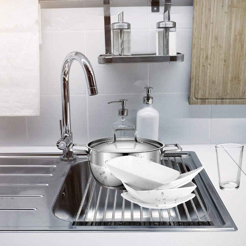 DDMY Stainless Steel Collapsible Over The Sink Dish Drying Rack - 17.5