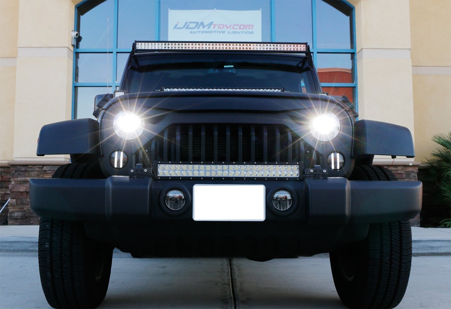 iJDMTOY Smoked Lens LED Daytime Running Lights (DRL) & Turn Signal Lamps with Fender Flare LED Side Markers Combo Kit - Compatible with 2007-2017 Jeep Wrangler JK - Upgrade for Off-Road & Night Driving Safety
