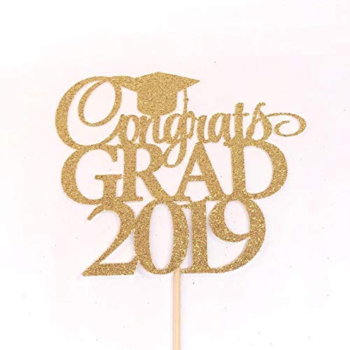 2019 Graduation Cake Topper - Congrats Grad Decor for Cakes, Cupcakes & Desserts - Perfect for Graduation Parties & Celebrations