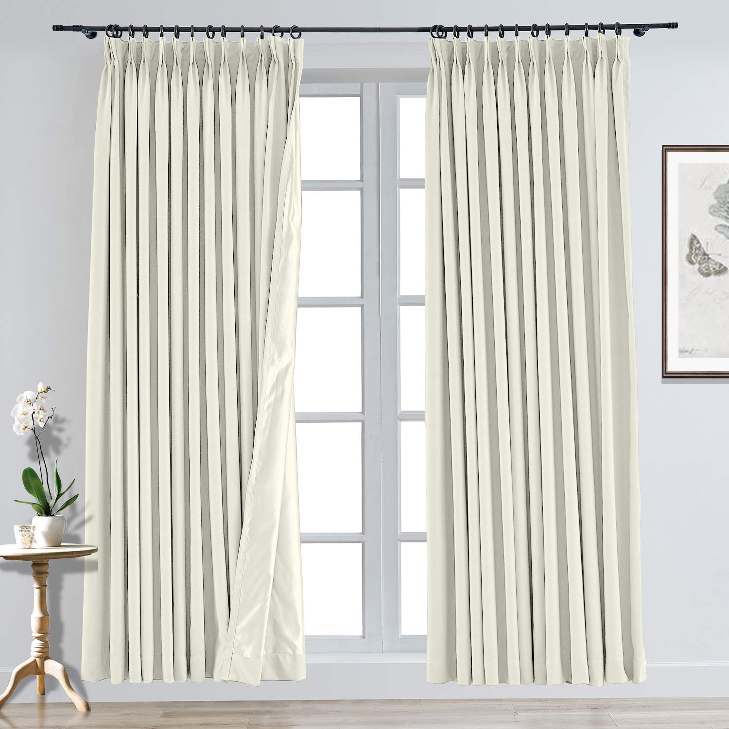 Thermal Insulated Blackout Curtains for Living Room - Soft Ivory Window Drapes (1 Panel, 120