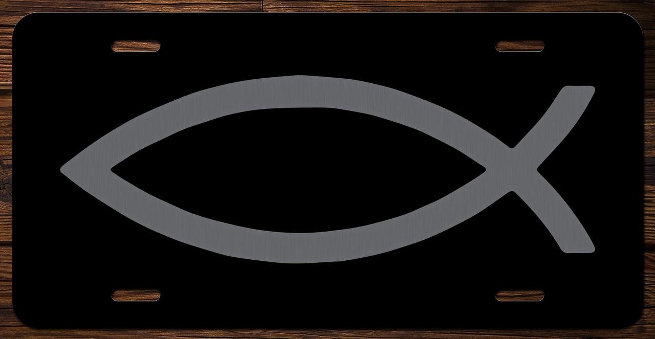 Religious Faith God Jesus Etched Vanity License Plate with Ichthys Fish Symbol - Perfect for Christian Car Decoration & Spiritual Expression