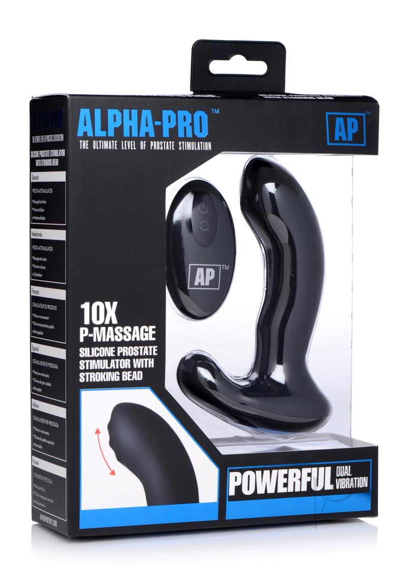 Premium Alpha Pro P Massage Prostate Stimulator with Stroking Bead Tip & Wireless Remote Control - Black | G-Spot & Prostate Stimulation for Men | Perfect for Solo Play & Couples Intimacy