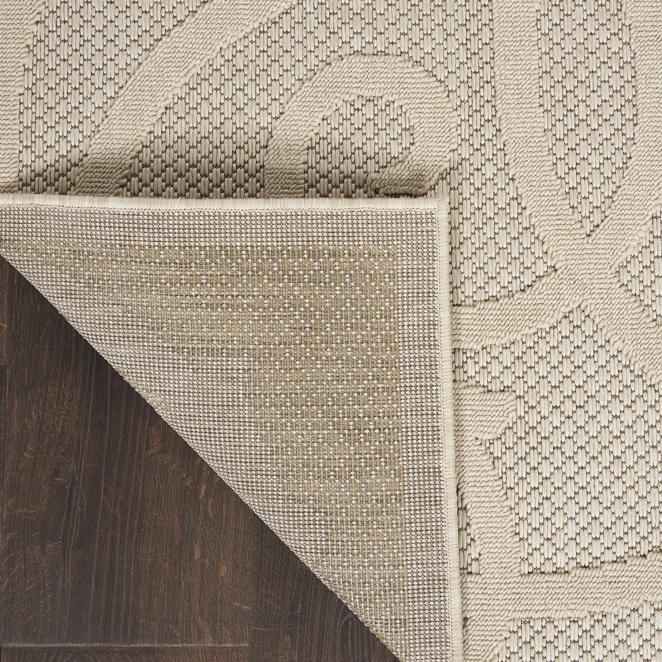 Nourison Palamos 7' x 10' Cream Indoor Outdoor Area Rug - Easy Clean, Non-Shedding, Stain Resistant for Living Room, Bedroom, Dining Room, Deck, Patio & Backyard - Perfect for Home Decor & Outdoor Entertaining