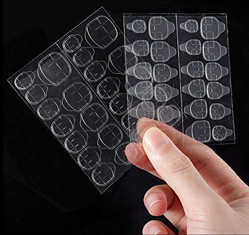 Khelni 48pcs Double-Sided Nail Adhesive Tabs - Transparent Flexible Fake Nail Glue Stickers for Press-On Nails | Easy Application, Strong Hold | Perfect for Manicures, Nail Art & Salon Use