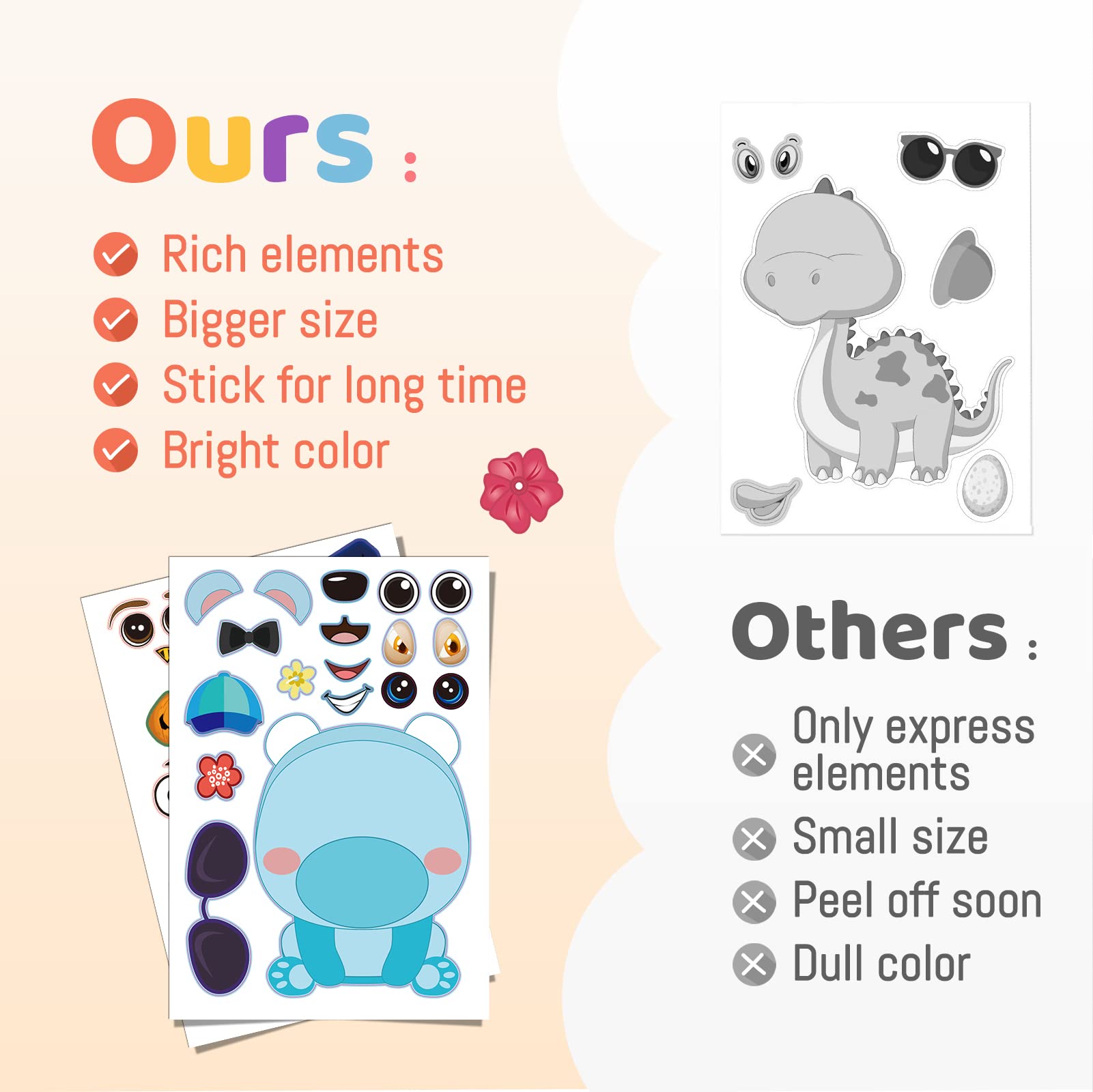 Sinceroduct DIY Woodland Animal Face Stickers for Kids - 60 Sheets with 20 Cute Animal Designs, Make Your Own Stickers, Perfect for Classroom Rewards, Birthday Party Favors & Kids Crafts (Great for School Projects, Scrapbooking & Creative Play)
