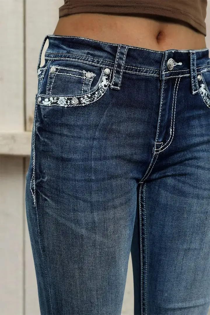 Flamingals Bootcut Jeans for Women - High Stretch Skinny Denim for Casual Wear