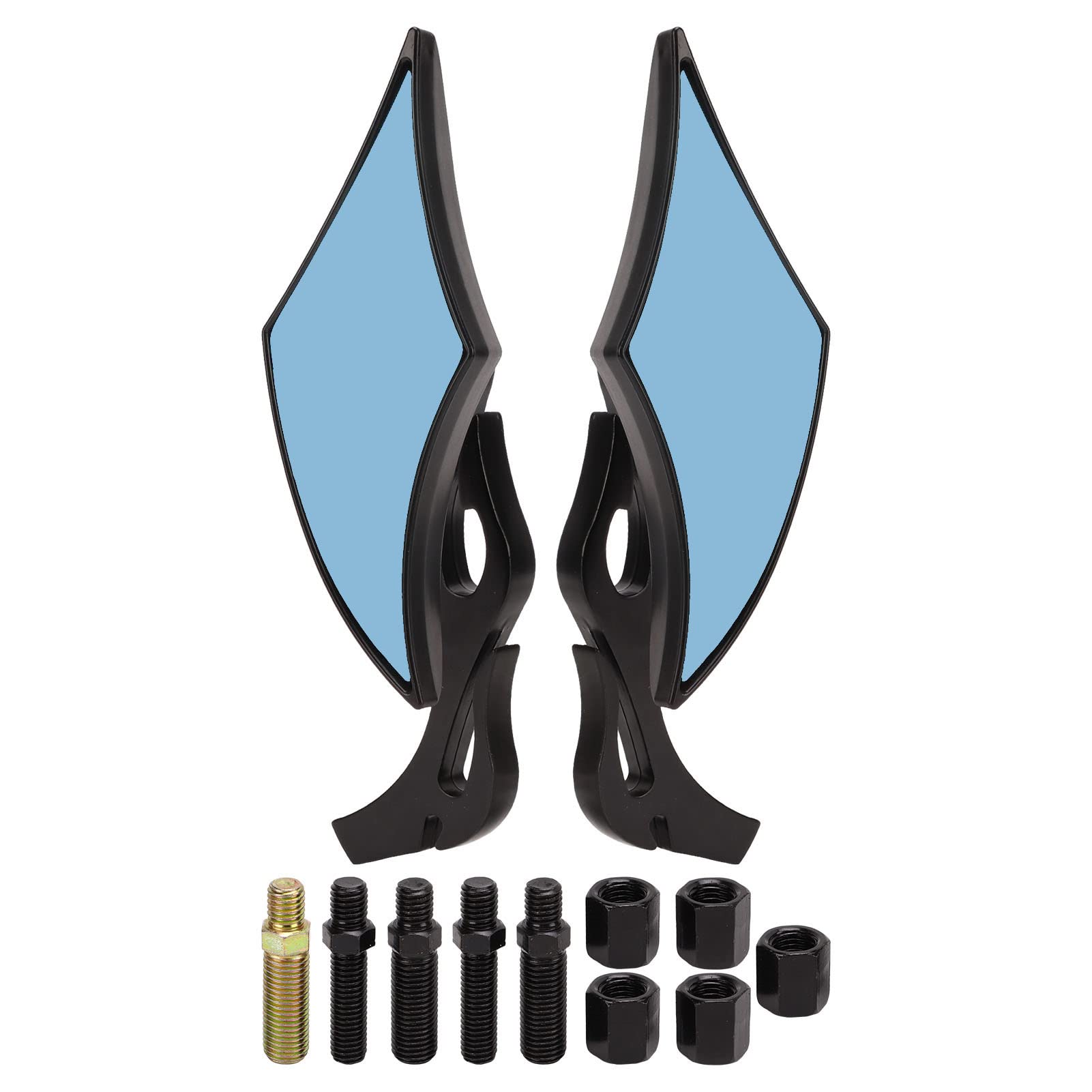 Fydun Blue Glass Motorcycle Mirrors - M8 M10 Swivel for Scooter ATV - Enhanced Road Safety