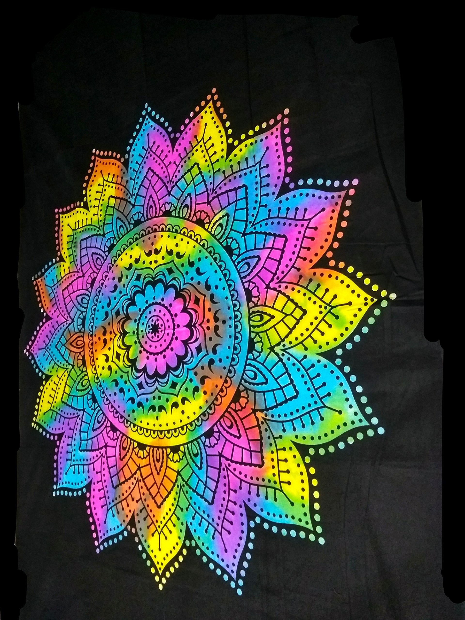 Handmade Indian Mandala Tapestry - Traditional Cotton Round Table Cover for Dining Table, Center Table Decor - Boho Home Decor, Meditation Room Accent