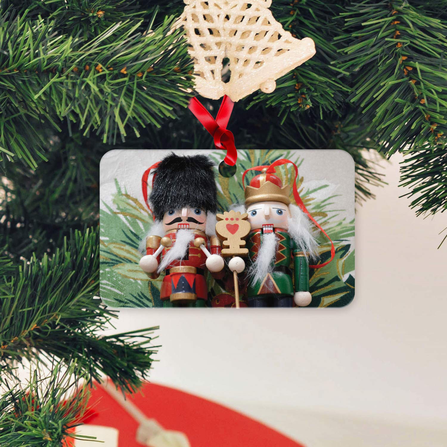 Lunarable Nutcracker Christmas Ornament - Cartoon Print with Hats & Mustaches - 2