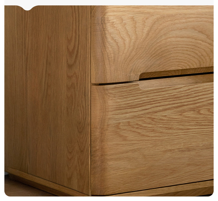 Solid Oak Wood 3-Drawer Nightstand with Lock - Bedside Table for Bedroom, Living Room & Office Storage