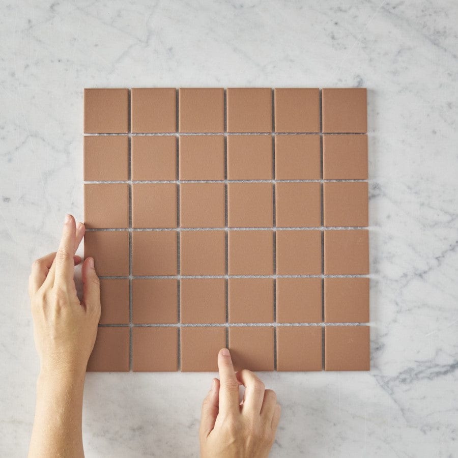 Haddon Terracotta Matte Medium Square Tile - Natural Clay Floor & Wall Tiles for Kitchen Backsplash, Bathroom, and Outdoor Patio Decor