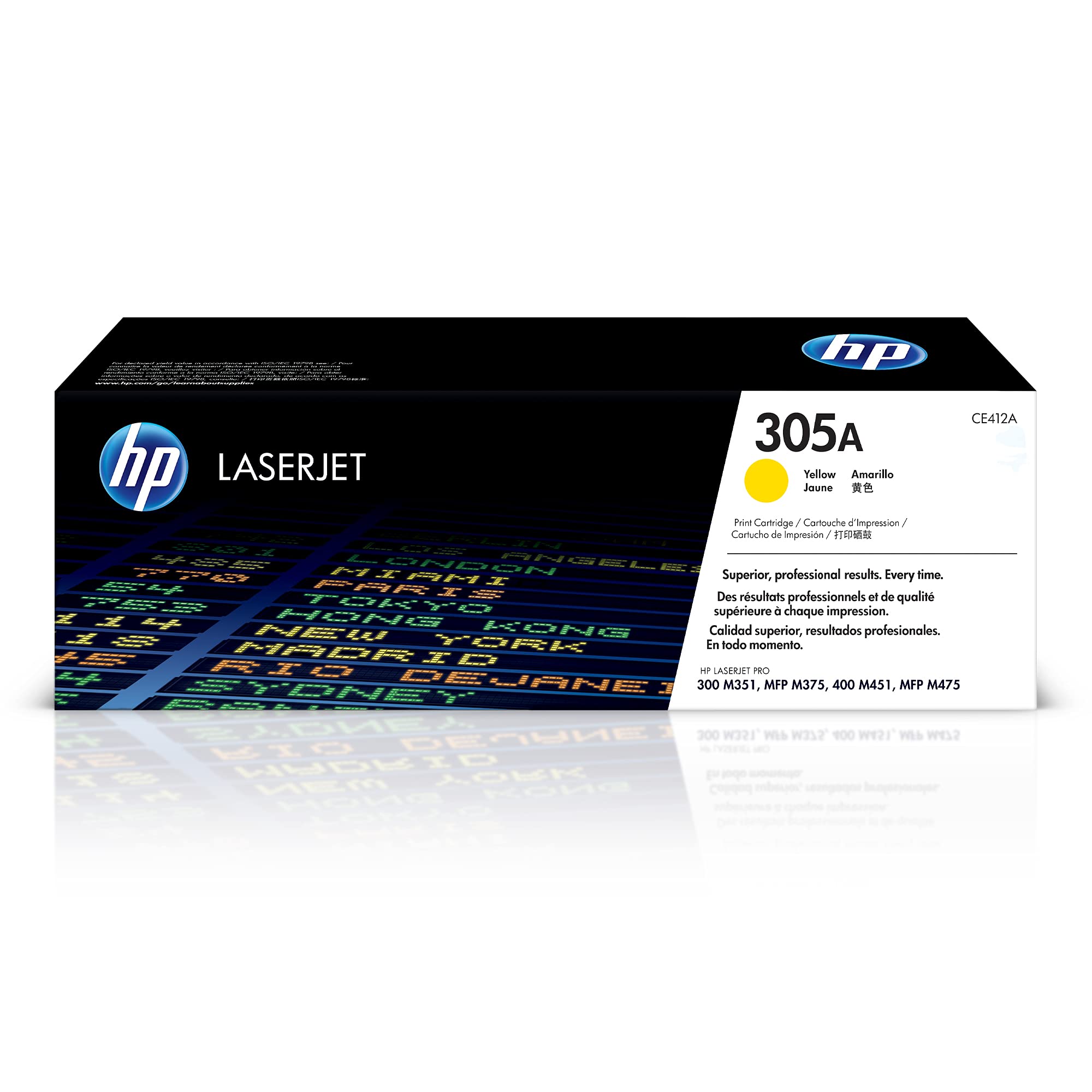 Original HP 305A Yellow Toner Cartridge (CE412A) - Compatible with HP LaserJet Pro 300 M351/M375 & 400 M451/M475 Series | High-Yield Printing for Office & Home Use | Reliable Color Printing for Documents, Reports & Presentations