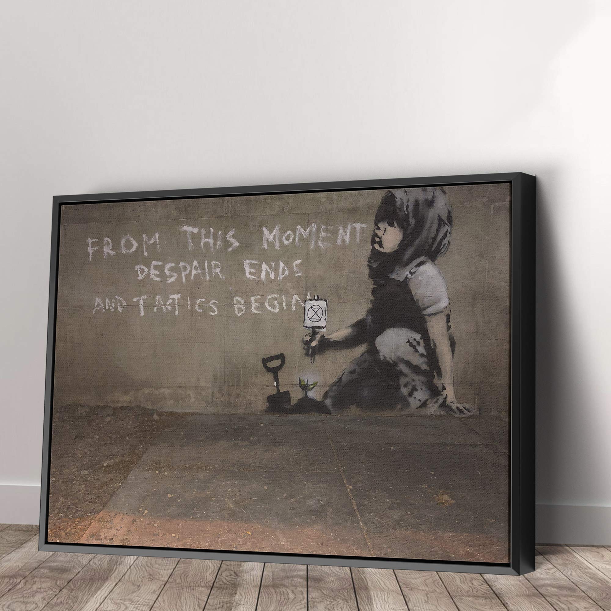 Banksy Marble Arch London Extinction Rebellion Canvas Wall Art - 45x30 Inch Modern Black Framed Painting for Living Room & Office Decor | Protest Art, Contemporary Home Decor Gift