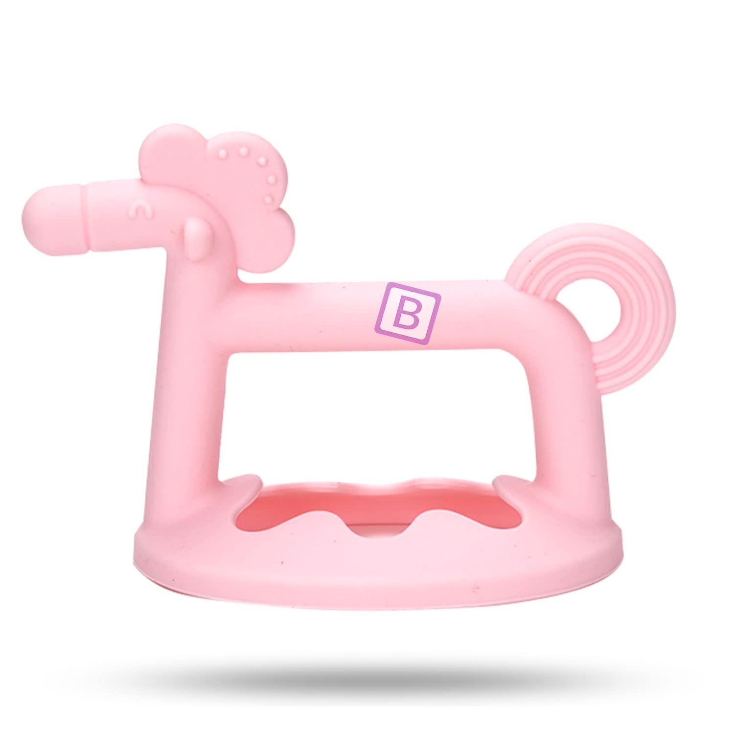 Bembika Baby Teething Toys - Silicone Pony Teether, Key Teether & Toothbrush Set for Soothing Sore Gums (Pink) - Perfect for Infants 3-12 Months During Teething Discomfort
