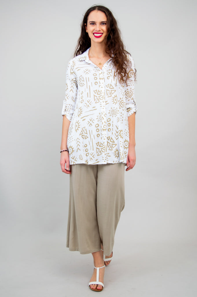 Celine Blouse for Women - Suna Linen Bamboo Shirt - Elegant Casual Wear for Office, Date Night & Summer Outfits