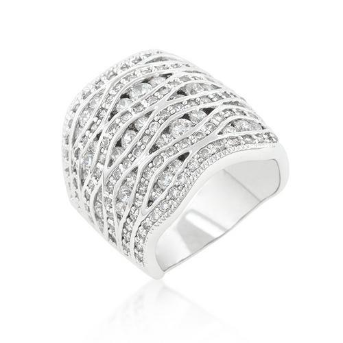 Elegant Cubic Zirconia Pave Abstract Ring for Women - Sparkling Fashion Jewelry for Parties, Weddings & Special Occasions