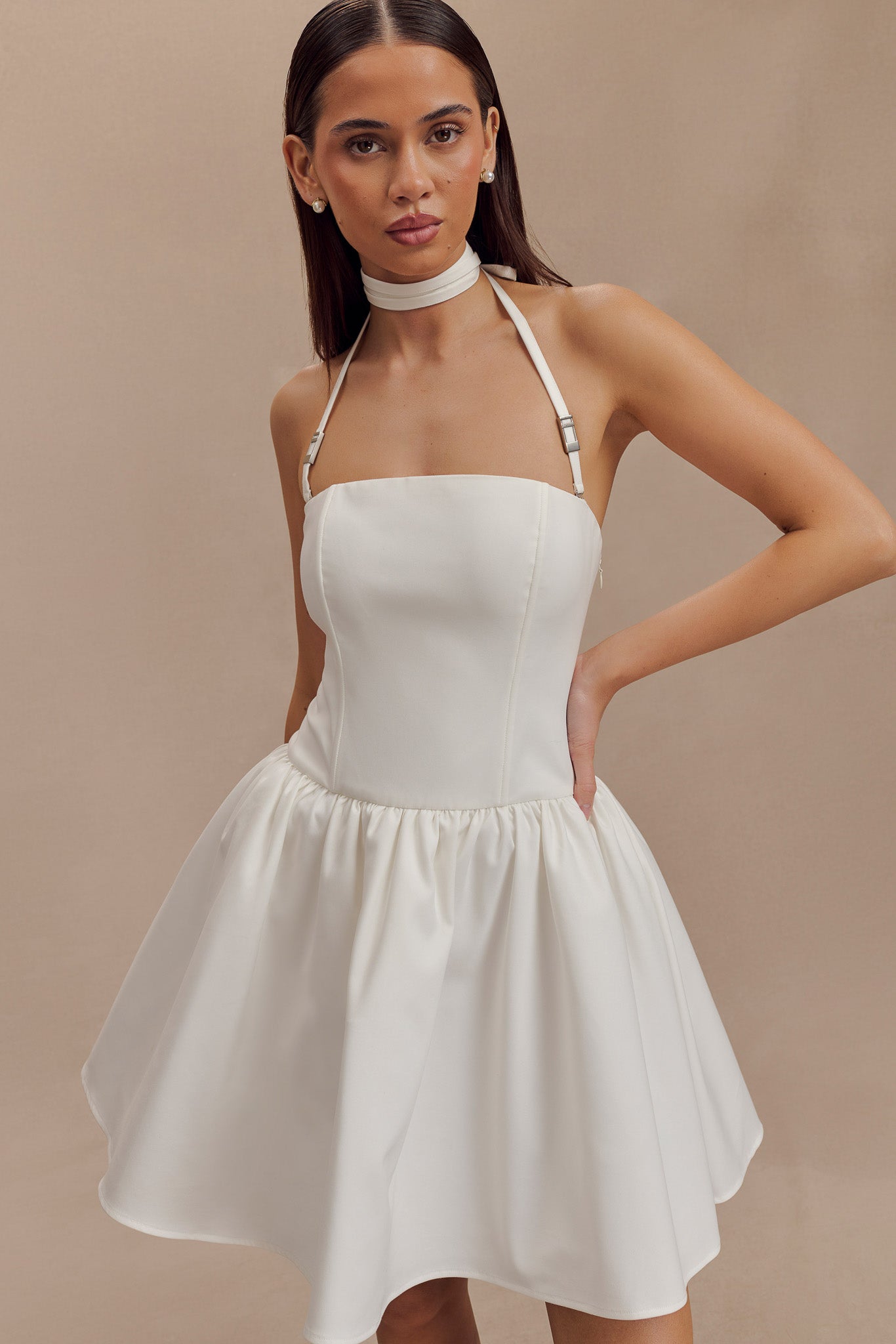 Ruby Halter Mini Dress for Women - Sexy White Summer Party Dress for Beach, Club & Night Out