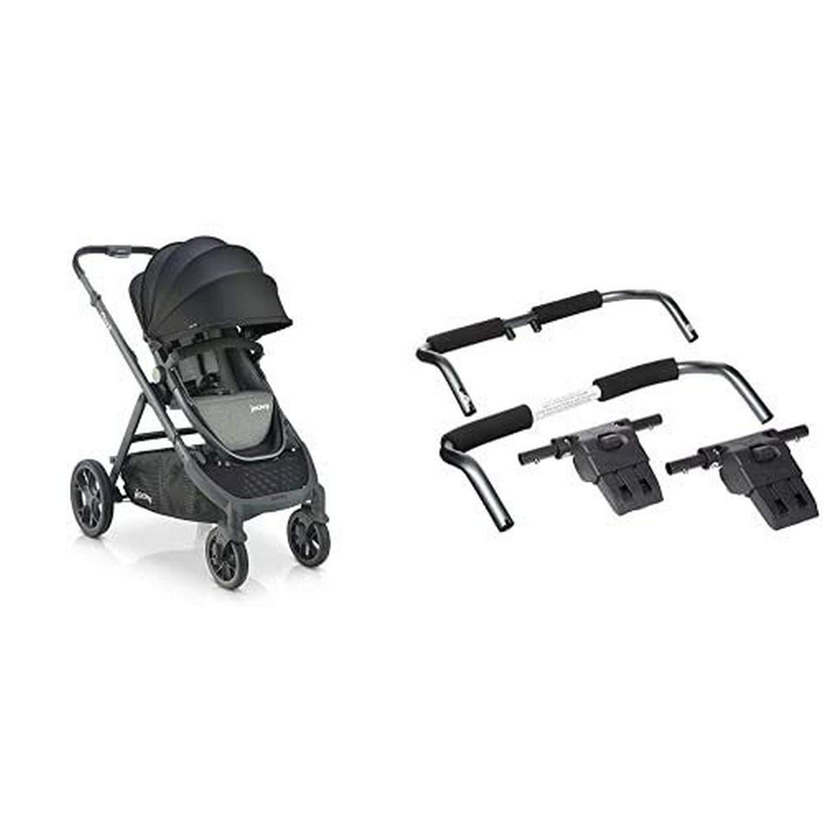 Joovy Qool Single Stroller with Graco & Chicco Car Seat Adapter - Lightweight Standard Travel Stroller System in Grey Melange | Perfect for Newborns, Toddlers & Everyday Use at Malls, Parks & Airports