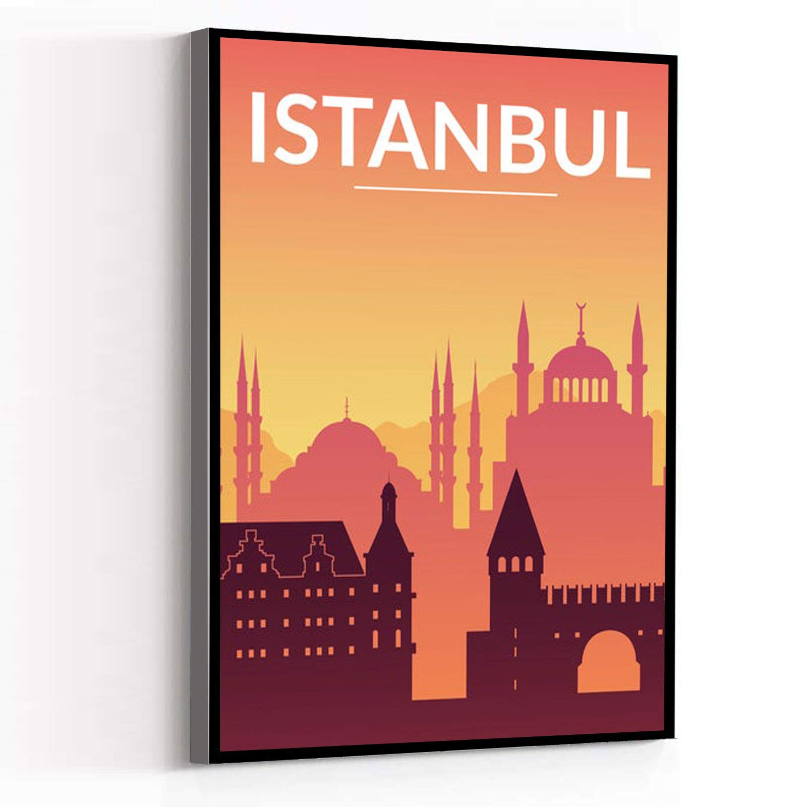 Vintage Retro Travel Poster - Istanbul Turkey Wall Art for Teen Bedroom & Cafe Decor, 12x18 Inch Framed Canvas Print, Rustic Home Wall Decor | Perfect for Living Room, Office & Dormitory