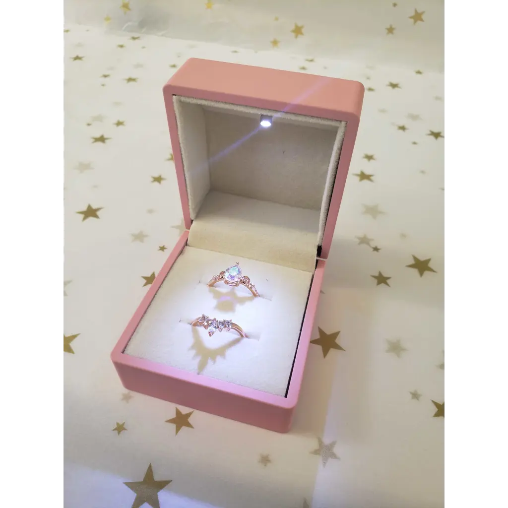 Elegant Double Ring Box for Jewelry Storage - Perfect for Engagement Rings, Wedding Bands & Special Occasion Gifts
