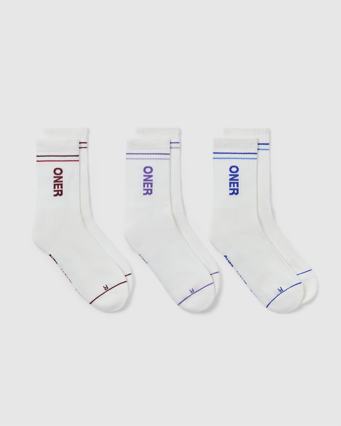 Oner Crew Socks 3 Pack - Comfortable Cotton Casual Socks for Men & Women | Off White/Multi Color | Perfect for Daily Wear, Sports & Gifts